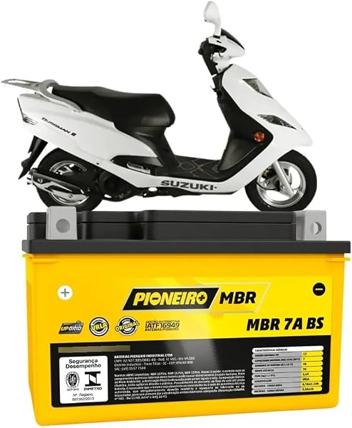 Bateria Moto AGM/VRLA Pioneiro MBR 7A BS 12V 7Ah