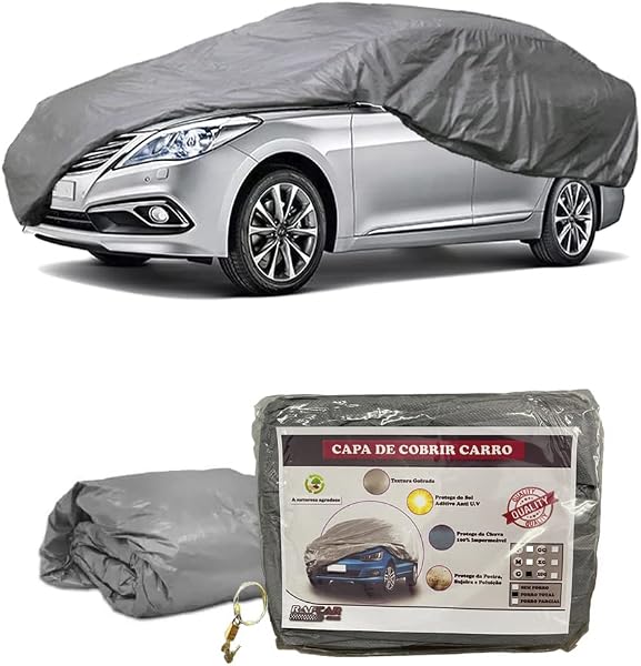 Capa Protetora para Cobrir Carro com Cadeado GG, Cor Prata