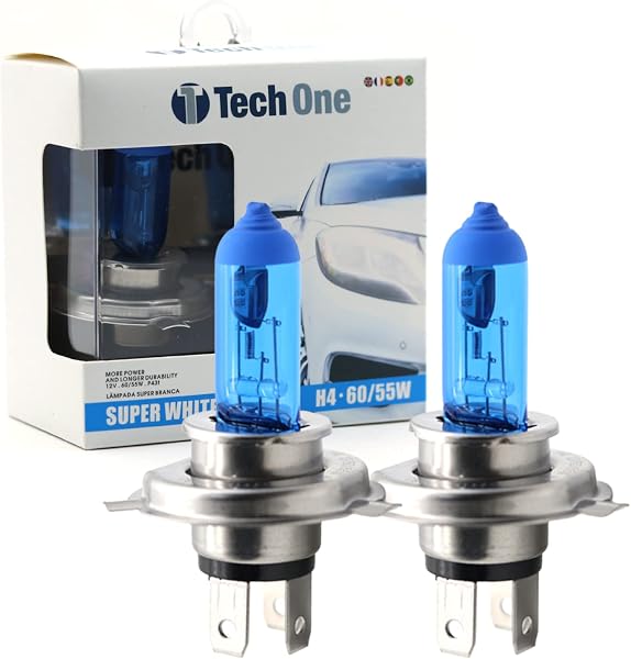 Par Lâmpadas Super Brancas 12V H4 8500K 60/55W Tech One